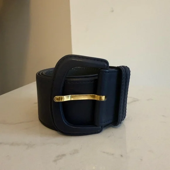 Dior | Accessories | Vintage Dior Navy Blue Belt With Gold  display picture 2